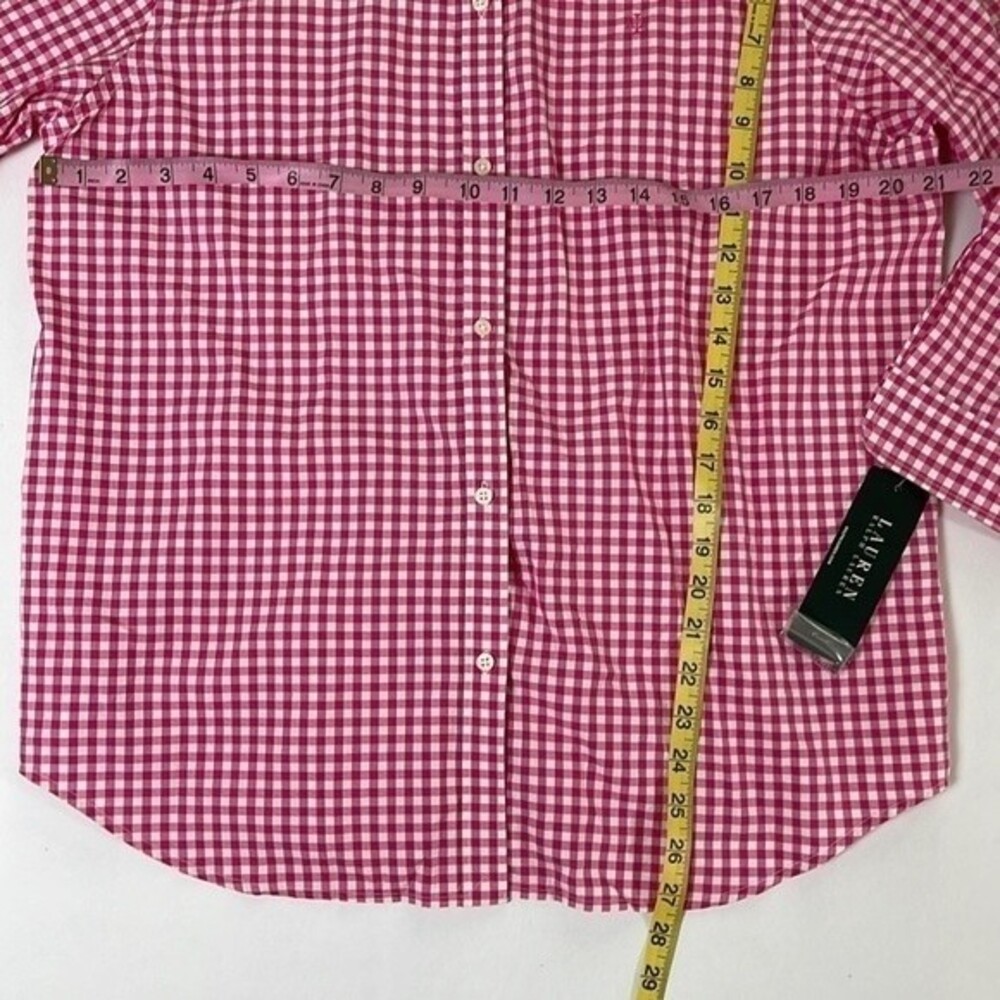 Lauren Ralph Lauren Gingham Print 3/4 Sleeve Button Shirt NEW - Picture 6 of 6